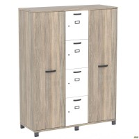 Шкаф Locker SIG-605 (1450х550х1900мм) Черный графит/Вяз Либерти Дымчатый/Белый