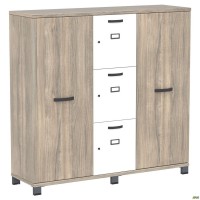 Шкаф Locker SIG-606 (1450х420х1400мм) Черный графит/Вяз Либерти Дымчатый/Белый