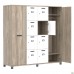 Шкаф Locker SIG-605-1 (1850х550х1900мм) Черный графит/Вяз Либерти Дымчатый/Белый