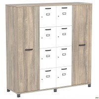 Шкаф Locker SIG-605-1 (1850х550х1900мм) Черный графит/Вяз Либерти Дымчатый/Белый