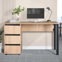 Стол компьютерный Pluto ST L (1380х600х750Н) Дуб Эндгрейн/Черный графит