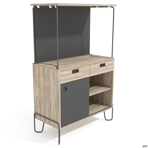 Coffee station Co-working (960х450х1497), Вяз либерти/Антрацит/Каркас черный графит