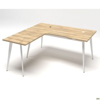 Рабочее место+USB Delta DL-102 (1590х1600х750мм) Блэквуд Ячменный/Каркас белый