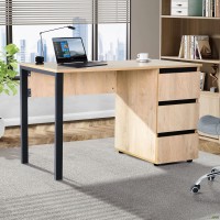 Стол компьютерный Pluto ST R (1200х600х750Н) Дуб Эндгрейн/Черный графит