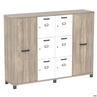 Шкаф Locker SIG-606-1 (1850х420х1400мм) Черный графит/Вяз Либерти Дымчатый/Белый
