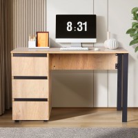 Стол компьютерный Pluto ST L (1200х600х750Н) Дуб Эндгрейн/Черный графит