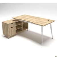 Рабочее место Delta DL-100L (1790х1200х750мм) Блэквуд Ячменный/Каркас белый/Опора белый беж Рабочее место Delta DL-100L (1790х1200х750мм) Блэквуд Ячменный/Каркас белый/Опора белый беж