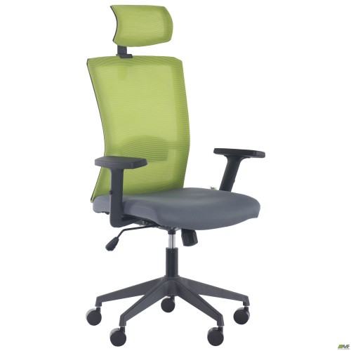 Кресло Uran Black HR сиденье Нест-08 серая/спинка Сетка SL-06 салатовая Кресло Uran Black HR сиденье Нест-08 серая/спинка Сетка SL-06 салатовая