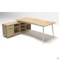 Рабочее место+USB Delta DL-101L (1990х1600х750мм) Блэквуд Ячменный/Каркас белый/Опора белый беж Рабочее место+USB Delta DL-101L (1990х1600х750мм) Блэквуд Ячменный/Каркас белый/Опора белый беж