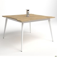 Стол переговоров+Розетка Delta DL-110 (1190х1190х750мм) Блэквуд Ячменный/Каркас белый