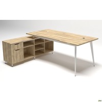 Рабочее место Delta DL-101L (1990х1600х750мм) Блэквуд Ячменный/Каркас белый/Опора белый беж Рабочее место Delta DL-101L (1990х1600х750мм) Блэквуд Ячменный/Каркас белый/Опора белый беж