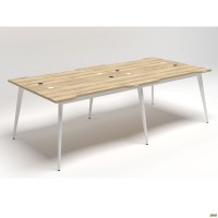 Рабочая станция Delta DL-104 (2380х1200х750мм) Блэквуд Ячменный/Каркас белый