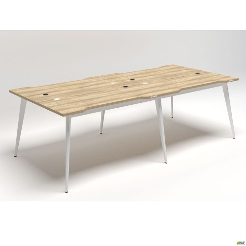 Рабочая станция Delta DL-104 (2380х1200х750мм) Блэквуд Ячменный/Каркас белый