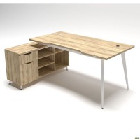 Рабочее место+USB Delta DL-100L (1790х1200х750мм) Блэквуд Ячменный/Каркас белый/Опора белый беж