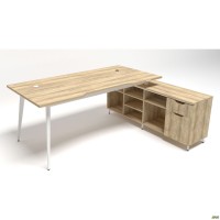 Рабочее место+USB Delta DL-101R (1990х1600х750мм) Блэквуд Ячменный/Каркас белый/Опора белый беж Рабочее место+USB Delta DL-101R (1990х1600х750мм) Блэквуд Ячменный/Каркас белый/Опора белый беж