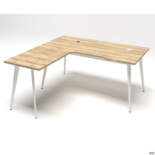 Рабочее место+USB Delta DL-102 (1590х1600х750мм) Блэквуд Ячменный/Каркас белый