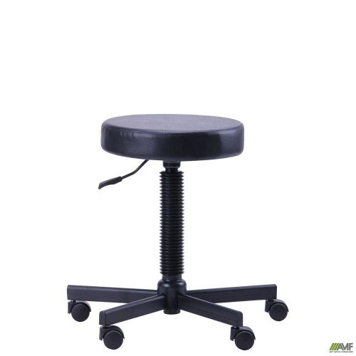 Табурет Грас Кожзам черный на роликах