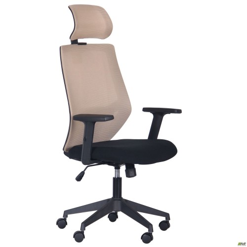 Кресло Lead Black HR сиденье Нест-01 черная/спинка Сетка SL-02 беж Кресло Lead Black HR сиденье Нест-01 черная/спинка Сетка SL-02 беж