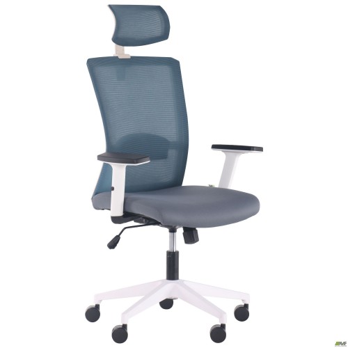 Кресло Uran White HR сиденье Нест-08 серая/спинка Сетка SL-18 аквамарин Кресло Uran White HR сиденье Нест-08 серая/спинка Сетка SL-18 аквамарин