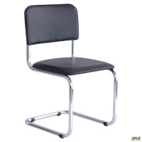 Стул Сильвия хром Кожзам черный