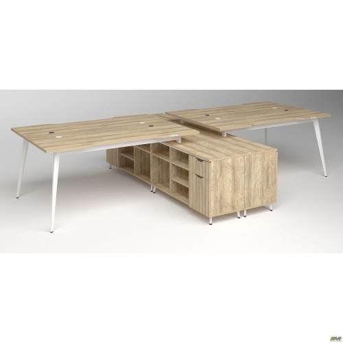 Рабочая станция Delta DL-109 (3580х2400х750мм) Блэквуд Ячменный/Каркас белый/Опора белый беж