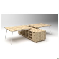 Рабочая станция Delta DL-108 (3180х2400х750мм) Блэквуд Ячменный/Каркас белый/Опора белый беж