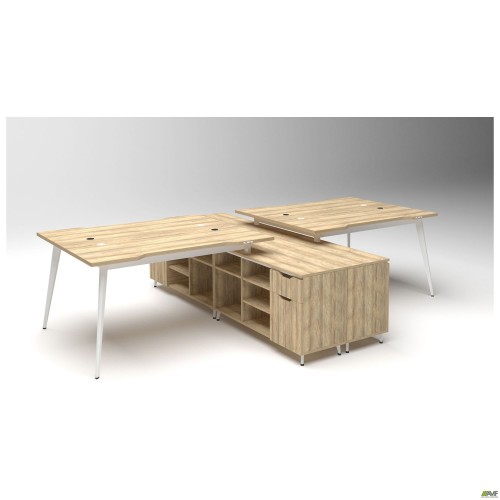 Рабочая станция Delta DL-108 (3180х2400х750мм) Блэквуд Ячменный/Каркас белый/Опора белый беж