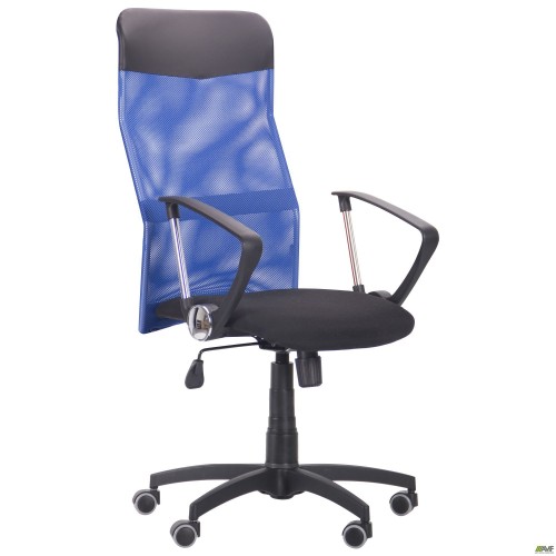 Кресло Ultra сиденье А-1/спинка Сетка синяя, вставка Скаден черный Кресло Ultra сиденье А-1/спинка Сетка синяя, вставка Скаден черный
