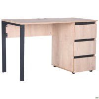 Стол компьютерный Pluto ST R (1380х600х750Н) Дуб Эндгрейн/Черный графит