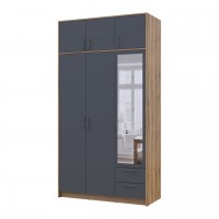 Распашной шкаф для одежды Doros Ронди с антресолью и зеркалом Дуб Артизан/Графит 3ДСП 121х52х236 (80737820)