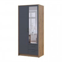Распашной шкаф для одежды Doros Ронди с зеркалом Дуб Артизан/Графит 2ДСП 82х52х195 (80737806)