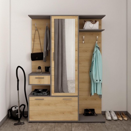 Прихожая Doros Финч Графит / Дуб Артизан 145х37х202 (44900220)