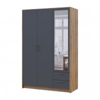 Распашной шкаф для одежды Doros Ронди с зеркалом Дуб Артизан/Графит 3ДСП 121х52х195 (80737816)