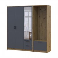 Шкаф для одежды Doros Ронди с вешалкой и зеркалом Дуб Артизан/Графит 3 ДСП 181х52х195 (42005283)