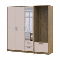 Шкаф для одежды Doros Ронди с вешалкой и зеркалом Дуб Артизан/Кашемир 3 ДСП 181х52х195 (42005282)