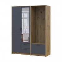 Шкаф для одежды Doros Ронди с вешалкой и зеркалом Дуб Артизан/Графит 2 ДСП 142х52х195 (42005271)