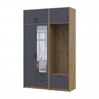 Шкаф для одежды Doros Ронди с вешалкой, зеркалом и антресолью Дуб Артизан/Графит 2 ДСП 142х52х236 (42005275)