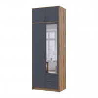 Распашной шкаф для одежды Doros Ронди с антресолью и зеркалом Дуб Артизан/Графит 2ДСП 82х52х236 (80737810)