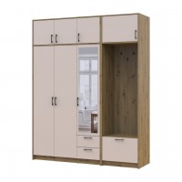 Шкаф для одежды Doros Ронди с вешалкой, зеркалом и антресолью Дуб Артизан/Кашемир 3 ДСП 181х52х236 (42005286)