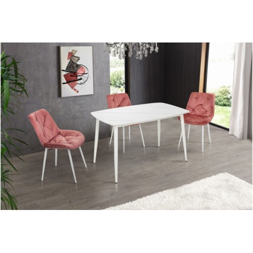 Стіл обідній Кіпарис (Білий/Білий Мармур)