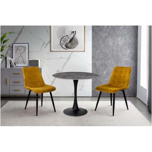 Стіл обідній Опал (чорний/кераміка сірий)