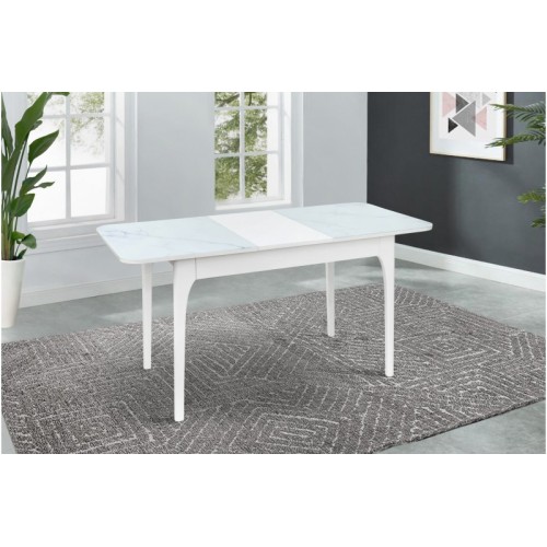 Стіл обідній Фієста (Білий/Мармур Білий)