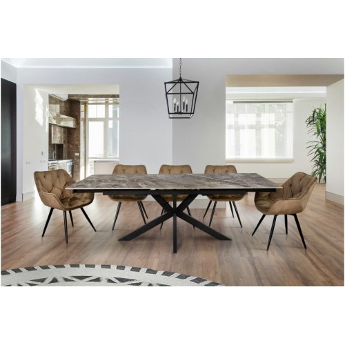 Стіл обідній Квант (чорний/кераміка сірий)