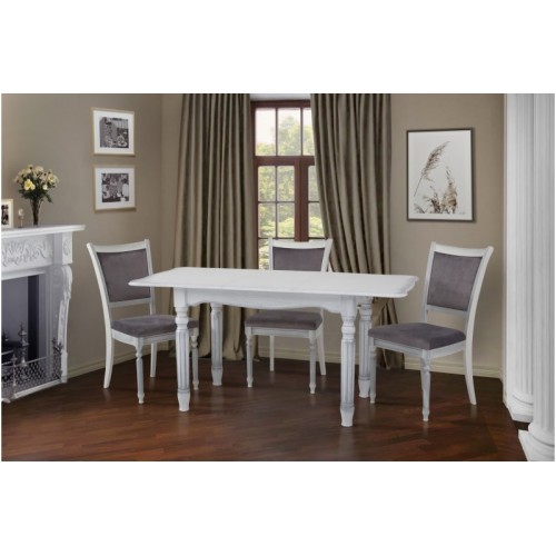 Стіл обідній Венеція (Білий + Патина срібло)