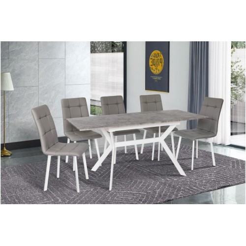 СТІЛ ОБІДНІЙ Х'ЮСТОН (БІЛИЙ/СІРИЙ)