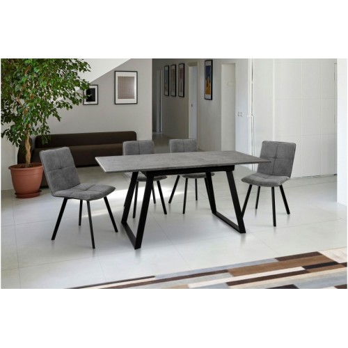 Стіл обідній Тандем (чорний/мармур темний)