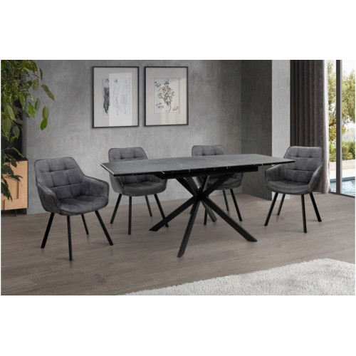 СТІЛ ОБІДНІЙ РІЧАРД (ЧОРНИЙ/МАРМУР ЧОРНИЙ)