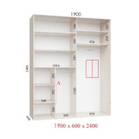 Шкаф-купе 190х60х240 ЛЮКС 2 фасада