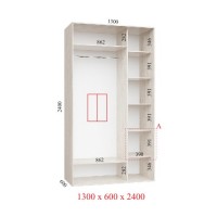 Шкаф-купе 130х60х240 СТАНДАРТ - 2 фасада