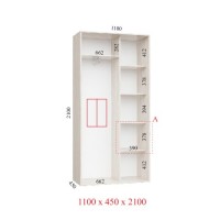 Шкаф-купе 110х45х210 СТАНДАРТ - 2 фасада Шкаф-купе 110х45х210 СТАНДАРТ - 2 фасада